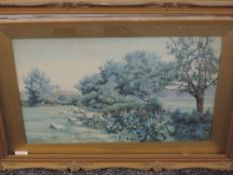 A watercolour, attributed to J J Pearson, Rural Essex Nr Ilford, initialled, 33 x 50cm, plus frame