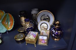 A selection of Japanese style Chokin ceramics and an enamel vase