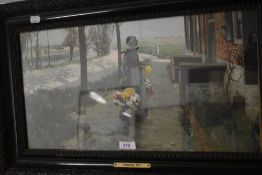 A print, after, Geo Hitchosky, Hyacinten, Tyd, 27 x 50cm, plus frame and glazed