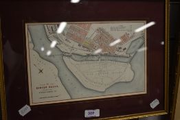 A map, Plan of The Barrow Docks, belonging to the Furness Railway Co, c19th, later coloured, 17 x