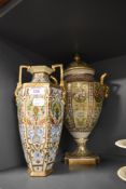 A highly decorated vase and similar lidded urn by Noritake