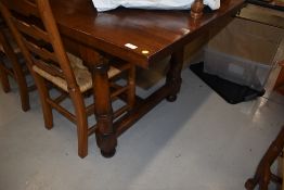 A traditional oak refectory style dining table , approx. 259 x 90cm