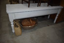 A traditional painted kitchen dresser base, having single long frieze drawer, width approx. 192cm