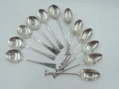 A set of six Art Deco style coffee spoons of plain form, Birmingham 1927, maker WHC, and a set of