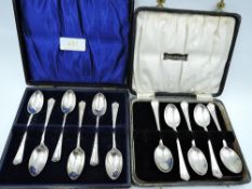 An Edwardian cased set of six silver teaspoons having moulded decoration, London 1906, Josiah
