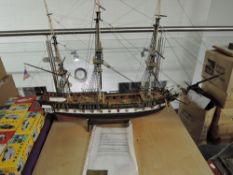 A 1:50 scale wooden hand built model, USS Essex, built from a kit made by Aeropiccola of Turin