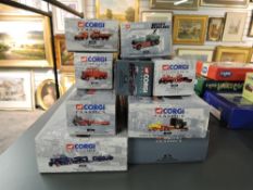 Nine Corgi Classic Heavy Haulage Sets, 17603, 55501, 31004, 16601, 55603, 31006, 17501, 31011 and