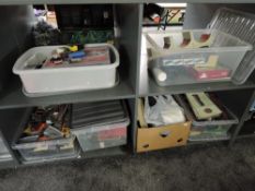 A large collection over four shelves in 6 boxes of 00 gauge Accessories, Track, Spares, Kits, etc