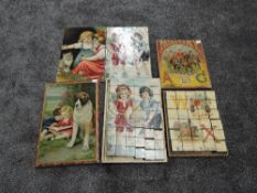 Two vintageWooden Block Puzzles, Dean & Son ABC Military, Major General and Staff, illus by AG