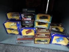 A shelf of modern Corgi diecasts, Cars including Mini's Collectors Classics, Cars of the 50's etc,