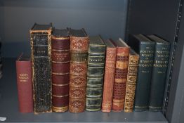 Poetry. A small selection, includes; leather-bound editions of Scott, Longfellow and Byron. (10)