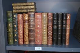 Bindings. A selection of leather bound volumes - poetry, literature, and historical interest.