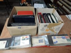 Two boxes of GB, Commonwealth and World First Day Covers and Commemorative Covers in 10 albums and