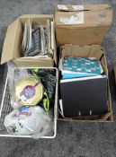 Four boxes of World Stamps, loose, on and off paper on stock sheets and in albums