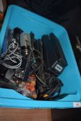 A selection of microphones and foot pedals etc