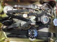 A selection of wrist watches including Heltronic digital, Ingersoll, Oris, HF, Timex etc
