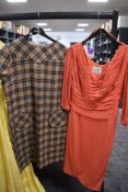 A 1950s red Rotor couture dress and a late 60s/early 70s St Michael checked mini dress.