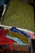 An assortment of vintage curtains and cushion covers, predominantly around 1940s to 1960s.
