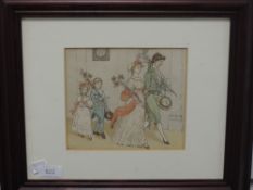 A print, after Randolph Cadicott, nursery rhyme book image C19th, 15 x 18cm, plus frame and glazed