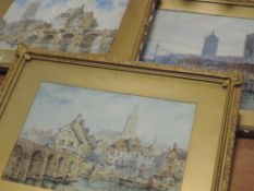 A pair of wateercolours, Pierre Le Boeuff, La charote and Angers, 26 x 37cm, and similar