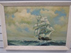 Two oil paintings on board, Rex Horton, Homeward Bound, galleon, each signed 49 x 74cm, and