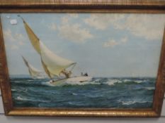 A pair of prints, after Montague Dawson, Neck and Neck and a Winning Tack, sailing interest, 42 x