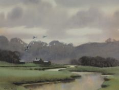 A watercolour, E J W Prior, Bela landscape, signed, 24 x 30cm, plus frame and glazed