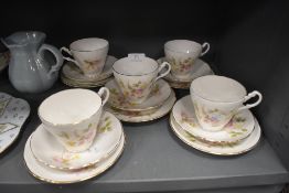 A selection of Royal Stuart trios with dog rose and foxglove pattern.