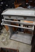 A Victorian style towel rail, later painted professionally m having two drawers to top, width