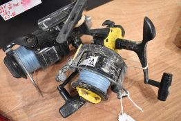 Two large spinning reels.