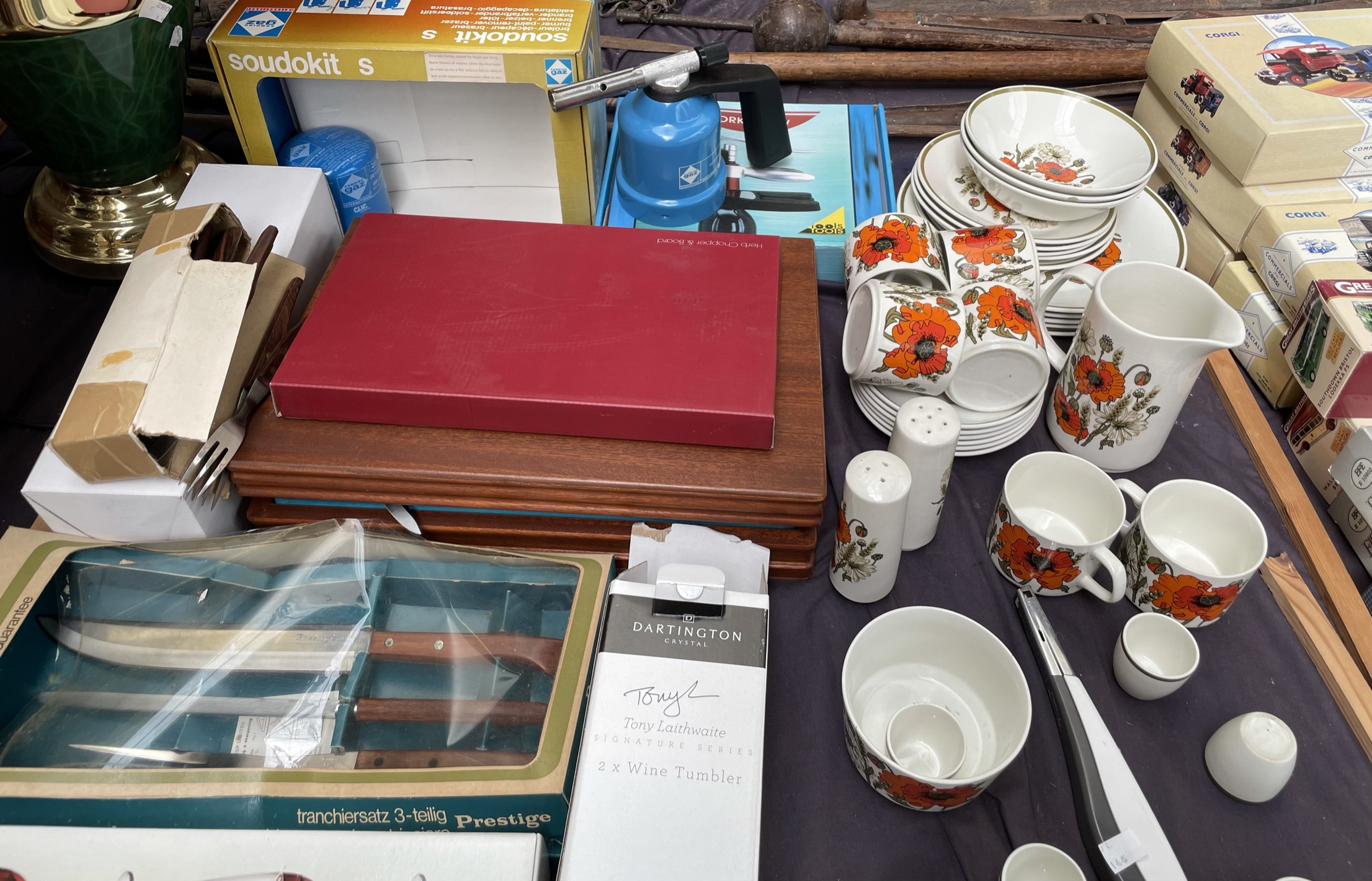 A mid 20th century part coffee and dinner set together with cased flatwares,