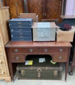 An Edwardian mahogany dressing table together with a cabin trunk,