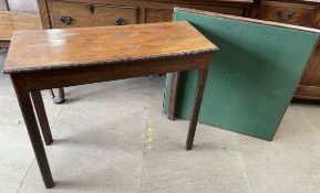 A George III style mahogany side table with a rectangular top on blind fret work legs,