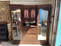 An Edwardian mahogany triple wardrobe,