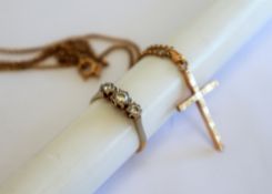 A three stone diamond ring,