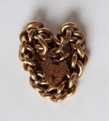 A 9ct yellow gold bracelet, with textured twisted oval links and a padlock clasp, approximately 108.