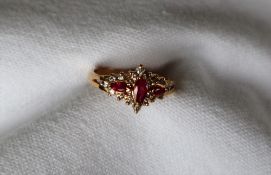 A ruby and diamond ring,