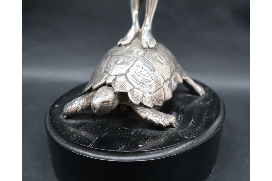 Franz von Stuck A silver plated Nautilus cup Stamped WMF on an ebonised wooden base Overall 51. - Image 3 of 11