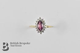 9ct Yellow Gold Tourmaline and Diamond Ring