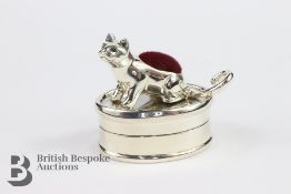 Silver Pill Box and Pin Cushion