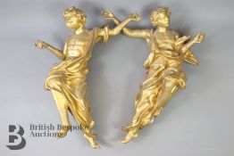 Pair of Contemporary Composite Gold Painted Angels