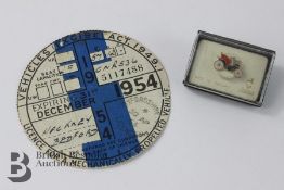 Vintage 1954 Tax Disk for a Hackney Cab