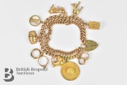9ct Gold Double Curb Link Charm Bracelet