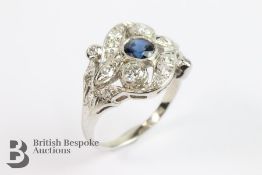 White Gold Diamond and Sapphire Ring