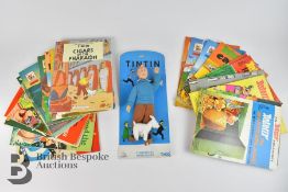 Tintin Figurine, Tintin Cigars of the Pharaoh, and 20 Asterix Books