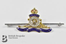 Yellow Gold, Diamond and Enamel Sweetheart Brooch