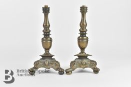 Pair of Heavy Bronze Garniture Bases