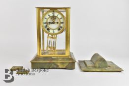 Ansonia Green Onyx 8 Day Mantel Clock