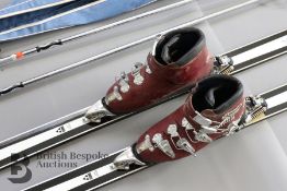 Vintage Humanic Ski Boots and Fischer Superglass Skis and Poles