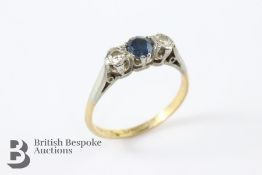 Antique 18ct Gold Platinum Sapphire and Diamond Ring